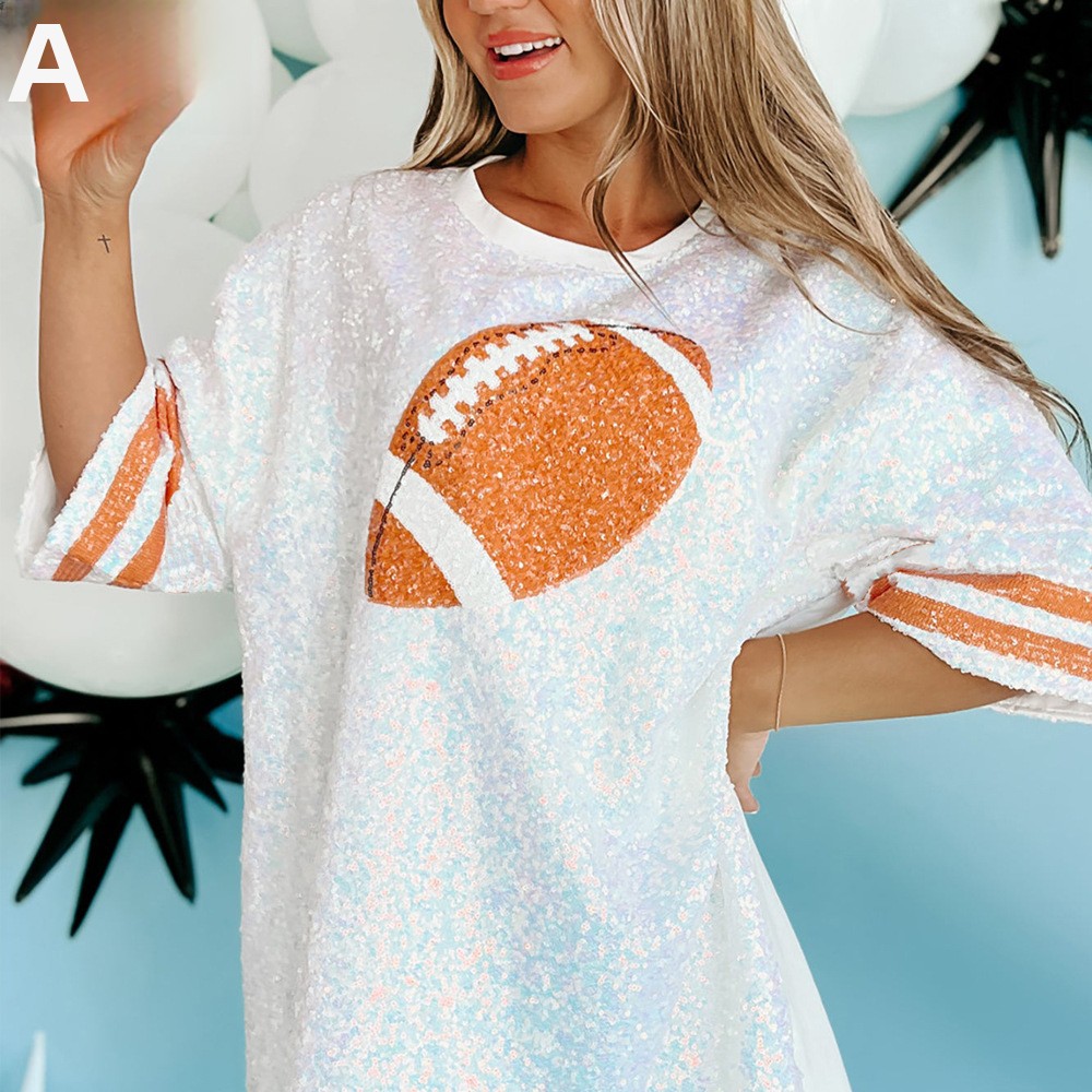 Football Jersey T Shirt Dress - Bling & Style for Women