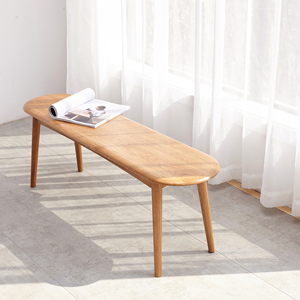 Banco de Madera de Roble Macizo de Estilo Nórdico para Comedor, Sala de Estar, Dormitorio, Pizzerías y Restaurantes de Comida Rápida - Product Image 3