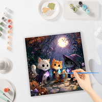 CHENISTORY Peinture par numéros DIY, motif Halloween, Chat Sorcier, pour adultes, cadeau DIY