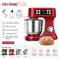 Robot pâtissier électrique Cheftronic SM-B08P 6L avec écran tactile couleur, balance intégrée et fonction de fermentation pour la cuisine domestique