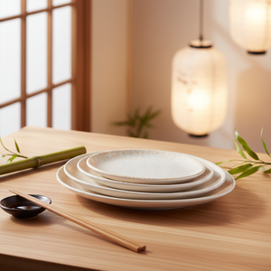 Assiettes en mélamine blanches irrégulières de 7 pouces pour restaurant, prix de gros abordable - Product Image 4