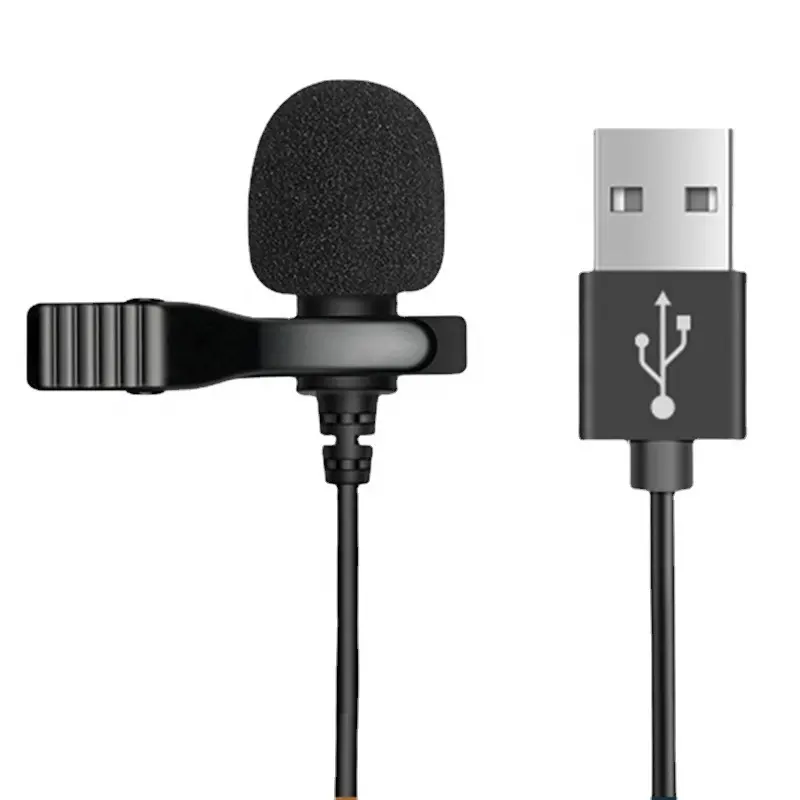 Portable USB Mini Microphone for Laptop Computer 1.5m Lapel Lavalier Mic Clip-on External Buttonhole Microphones