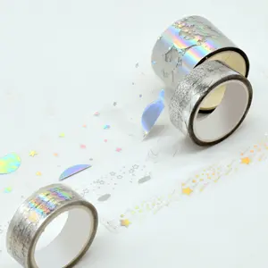 Rendah MOQ Foil Emas Glitter Bening Transparan Washi Tape