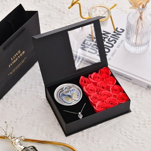 Bán Buôn Red Rose Flower Hộp Quà Tặng Với Tình Yêu Mong Muốn Ngọc Trai Vòng Cổ Kit Set Đóng Hộp Oyster Với Vòng Cổ của Nó Pendent Perle - Product Image 1