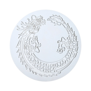 Early Riser Chinese Folding Fan Window Fondant Lace Mat <strong>Dragon</strong> Totem Chocolate Silicone Mold - Product Image 5