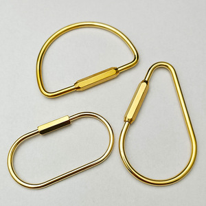 Porte-clés ovale en laiton à visser, <span class=keywords><strong>mousqueton</strong></span> <span class=keywords><strong>verrouillable</strong></span> pour sac, sac à main, accessoires de bijoux DIY - Product Image 1
