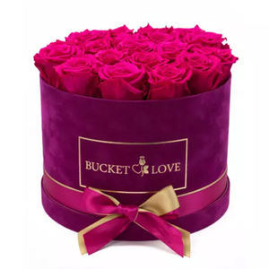 Custom Velvet round flower boxes logo printed suede box roses Valentines gifts flower packaging boxes
