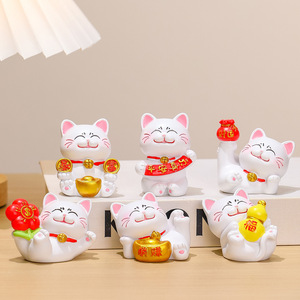 Decoración de gato de la suerte de resina, 4 piezas, adorno de escritorio Feng Shui para el hogar, oficina, regalo de Año Nuevo Chino - Product Image 5