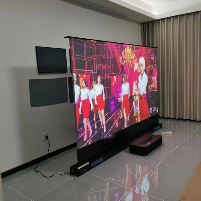 CE Customized 92-Inch 16:9 4K UST ALR Electric Home Theater Projector Screen with CBSP Motorized Projection 16:9 UHD Screen