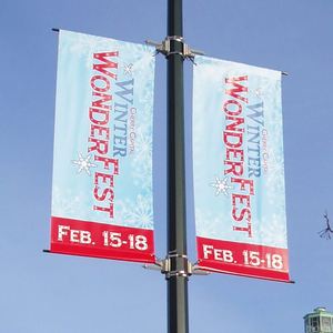 Manufacturer's Heavy-Duty Street Pole Flag Eco-Friendly Weatherproof Lamp Post <b>Banner</b> for Outdoor Business Advertising - Product Image 2