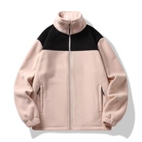Veste d'hiver en polaire sherpa pour homme ZXPFSL, col montant, logo frontal, fermeture éclair, design brodé, imperméable, coupe-vent, personnalisable