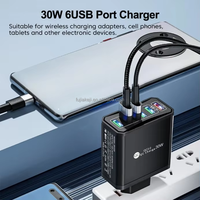 Chargeur mural USB CE ROHS 30W Six ports QC3.0 Chargeur rapide 5V3A 9V2A 5V2.4A US EU UK Chargeur USB rapide pour iPhone/Samsung