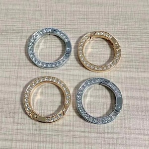 Hallazgos de llavero circular de diamantes de imitación Cierres de cristal chapados en oro y plata Decoración Fabricación de joyas Suministros para manualidades con estilo - Product Image 6