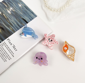 Dowell Vintage stile europeo e americano Clip delicato acetato conchiglia stella marina delfino artiglio laterale con tema oceano fermaglio per capelli - Product Image 4