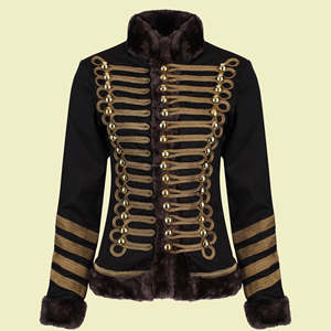 <b>Napoleonic</b> Uniforms Woman's Hussar Ladies Fur Parade Jacket Ladies Gold Braid Hussar Jacket Wholesale - Product Image 5