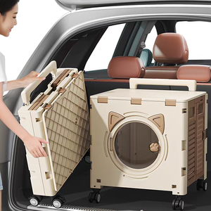 Sac de transport pliable en plastique pour animaux de compagnie, grande capacité, approuvé par les compagnies aériennes, roues universelles, bouton-pression solide, pour chats de petite taille - Product Image 4