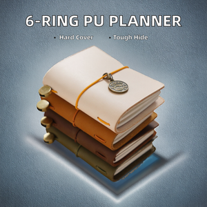 Agenda en cuir PU personnalisé, <span class=keywords><strong>classeur</strong></span> budgétaire à 6 anneaux, agenda multifonctionnel, carnet de notes, planificateur, couture, couverture rigide, spirale à feuilles mobiles - Product Image 2