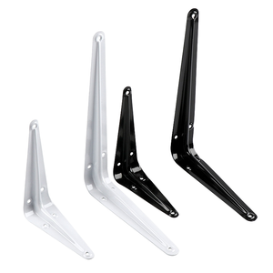 Supports d'étagères muraux en acier triangulaires PHUOC HUNG EKE1HP, couleur noir et blanc standard, revêtement en poudre, robustes et résistants - Product Image 1