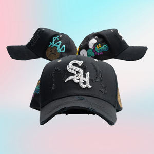 Cappellino da Baseball Nero con Ricamo a Stella Nera e Strass, Stampa Cartoon con Motivo a <span class=keywords><strong>Nuvole</strong></span>, alla Moda - Product Image 3