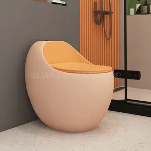 Newly launched Cute toilet with siphon type flushing and slow lowering cover plate egg shaped toilet