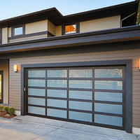 Modern Aluminum Frosted Glass Panel Overhead Garage Screen Door for Commercial Place
