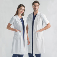 Uniformes d'hôpital unisexes écologiques personnalisés, imperméables, antistatiques, en tissu tissé blanc, blouse de laboratoire, blouse de médecin