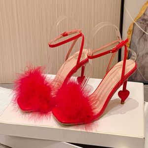 Zapatos de Mujer con Tacones Altos, Estilo Strange Fashion, con Cordones y Correa en el Tobillo, Punta Cuadrada, con Peluche, Verano 2025, Tacones de Moda para Mujer - Product Image 4