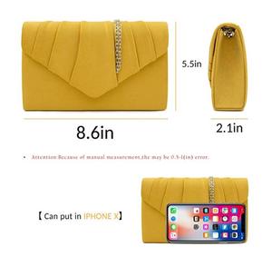 Sacs de soirée en velours pour femmes, pochette plissée, portefeuille enveloppe à bandoulière à chaîne, nouvelle collection, 2020 - Product Image 4