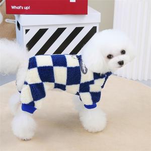 Xadrez velo cão macacão bonito pet roupas novo inverno quente cão futebol jersey pet roupas - Product Image 6