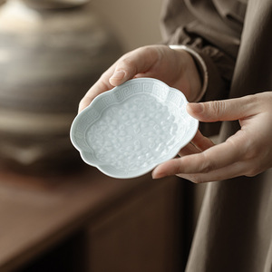 Guanlan Ceramics <b>Small</b> Tea And Snack <b>Tray</b> Solid Porcelain Chinese Zen Style Serving <b>Tray</b> For Residential Use - Product Image 2