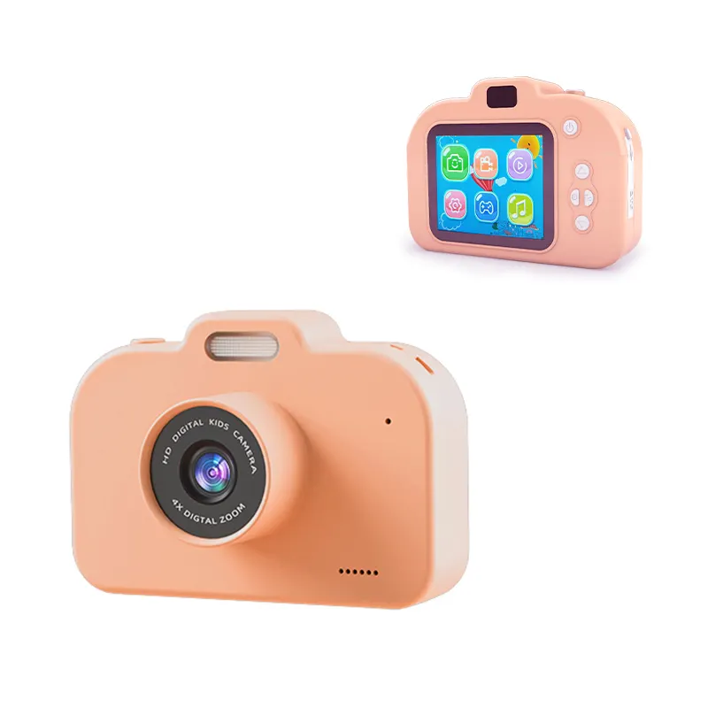 กล้องถ่ายรูปของเล่นแบบชาร์จไฟได้สำหรับเด็กอายุ4-8ขวบมีกล้องการ์ตูนน่ารักสำหรับเล่นเกมในตัว2.0นิ้วสำหรับเด็ก