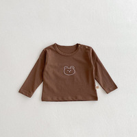 Vêtements pour bébés printemps-automne 0-5 ans, haut pour bébé, t-shirt en coton à manches longues, doux, respirant, lavable, vêtements mignons pour bébés