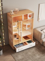 Villa pour chat interactive moderne de luxe avec fenêtre d'observation, construction en bois imperméable, pour chats d'extérieur et petits animaux, grand espace