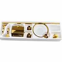 Set Perlengkapan Kamar Mandi CF Modern 6-in-1 dari Paduan Seng Anti Karat, Rak Handuk Kaca Buram, Tempat Tisu, Gantungan Kamar Mandi