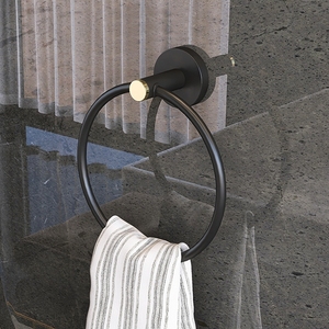 Juego de Accesorios de Baño de Latón, Diseño de Cobre, Montaje en Pared, Color Negro y Dorado - Product Image 5