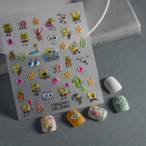Simpatici cartoni animati <span class=keywords><strong>Spongebob</strong></span> <span class=keywords><strong>Squarepants</strong></span> 5d adesivi adesivi per unghie per manicure - Product Image 2