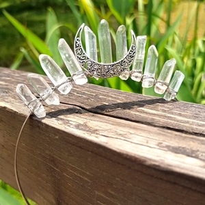 Tiara in Cristallo Naturale, Cerchietto per Capelli in Quarzo Grezzo, Corona Luna Fatta a Mano per Streghe - Product Image 6
