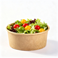 Bol à salade en papier kraft avec couvercle en papier 500ml 750ml 950ml Compostable pour le petit-déjeuner, la boulangerie, la restauration rapide, impression OEM