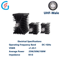 Dispositif de charge passif coaxial RF UHF mâle DC vers 1 GHz, 25W 50W 100W 50 Ohm, pour bancs d'essai et laboratoires