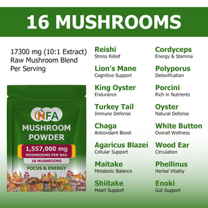 Poudre de champignons pure ODM OEM avec vitamines, complément alimentaire pour stimuler les niveaux d'énergie et soutenir la fonction du système immunitaire pour adultes - Product Image 3