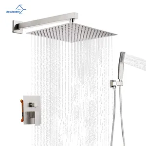 Mitigeur de robinet de douche encastré à levier unique en nickel brossé pour salle de bain