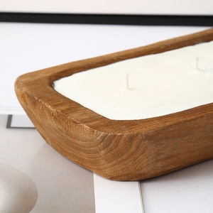 Vente en gros de nouveaux bol à pâte en bois avec des bougies parfumées en cire de soja couleur naturelle pour les vacances Diwali Ramadan Bars fête des pères - Product Image 4