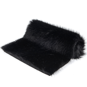 Tessuto in pelliccia sintetica in poliestere 100% di colore nero di pelliccia di visone tessuti in pelliccia di volpe per sciarpe con cappuccio, poncho invernali, pullover da donna - Product Image 1
