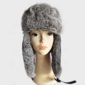 Sombreros de piel de conejo Real para hombre, gorros de piel cálida a prueba de viento, Color negro, tamaño completo, el mejor <span class=keywords><strong>precio</strong></span> - Product Image 3
