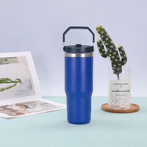 Gobelet isotherme de voyage 20oz 30oz avec poignée, couvercle, paille et base antidérapante pour café chaud - Product Image 4