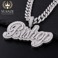Collier personnalisé en argent S925 avec pendentif double couche en moissanite, style hip-hop, pour hommes, bijoux de rappeur, vente en gros