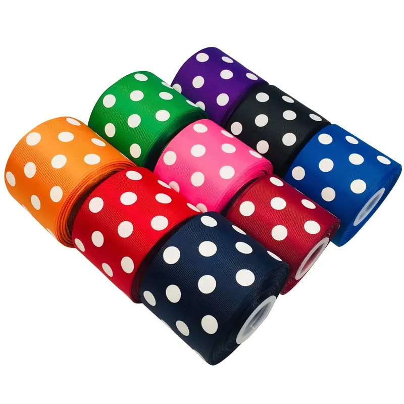 Được Tùy Chỉnh In Thụy Sĩ Polka Dot Vải Grosgrain Ribbon Cho Kỳ Nghỉ Quà Tặng Bọc DIY Bow Cô Gái Tóc Phụ Kiện Trang Trí