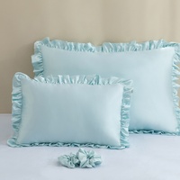Ensemble Housse de Coussin à Volants en Soie Satinée, Masque de Nuit et Bonnet – Promotion Housse de Coussin à Volants en Soie Satinée