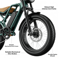 Bicicleta Eléctrica Plegable con Llantas Gruesas de 20 Pulgadas, 250W, 48V, 15Ah, 7 Velocidades, de Acero al Carbono, Impermeable, para Ciclismo de Montaña