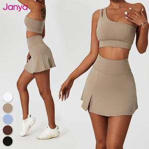 เซ็ตสปอร์ตบรา<span class=keywords><strong>2</strong></span>-in-1Skirt ขนาดเล็กของผู้หญิงแห้งเร็วระบายอากาศได้ไหล่ข้างหนึ่งสำหรับกีฬาวิ่งกลางแจ้งเทนนิส - Product Image 4